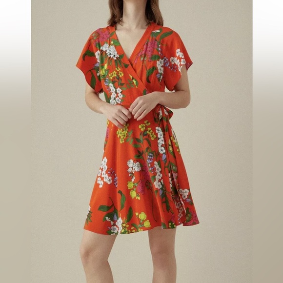 Karen Millen 100% Silk Floral Wrap Dress NWT - Picture 4 of 13